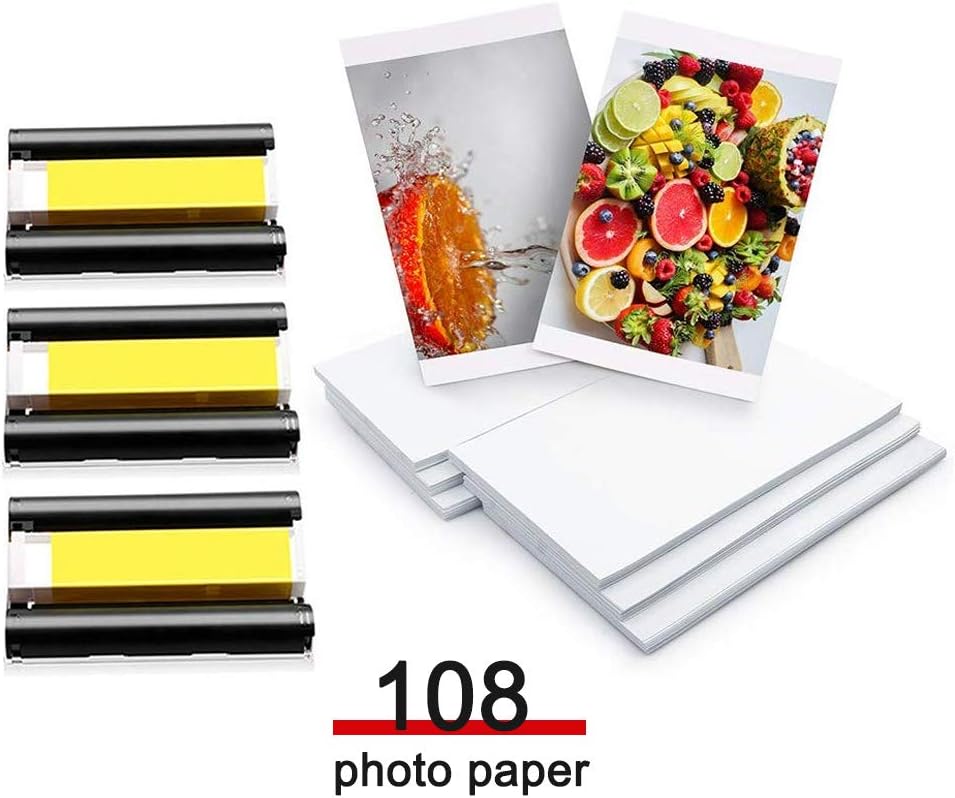 Replacement for Canon Selphy CP1500 KP-108IN Ink and Photo Paper Set for Selphy Photo Printer CP1500 CP1300 CP1200 CP1000 CP790