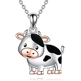 POPLYKE Highland Cow Necklace for Women 925 Sterling Silver Cow Pendant Necklace Cute Western Animal Jewelry Cowgirl Gift
