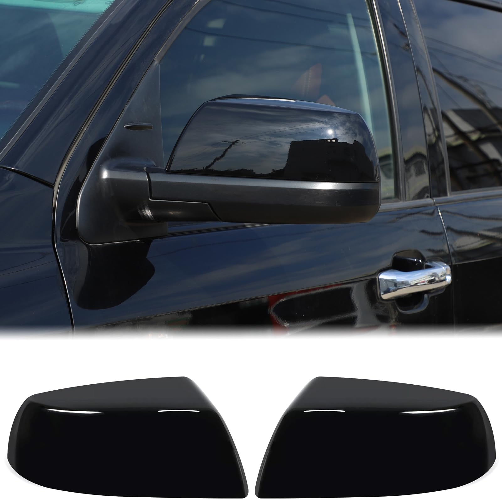 Photo 1 of Car Door Rear View Mirror Cap Trim Cover Compatible with Toyota Tundra 2007-2021 Sequoia 2008-2020 Outside Side Rearview Mirror Protector ABS Accessories, Only Fit Without Turn Signal Lights Version