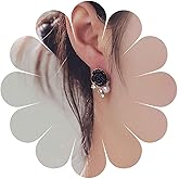 Iaceble Vintage Black Rose Stud Earrings Crystal Flower Earrings Resin Rose Flower Earrings Pearl Floral Earrings Tiny Rose Charm Earrings Jewelry for Women