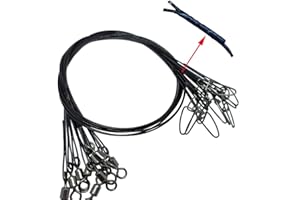 QHDJIANHUI Wire Fishing Leaders Saltwater 100 Lbs Heavy Duty Fishing Wire Leader Line with Swivles Snap