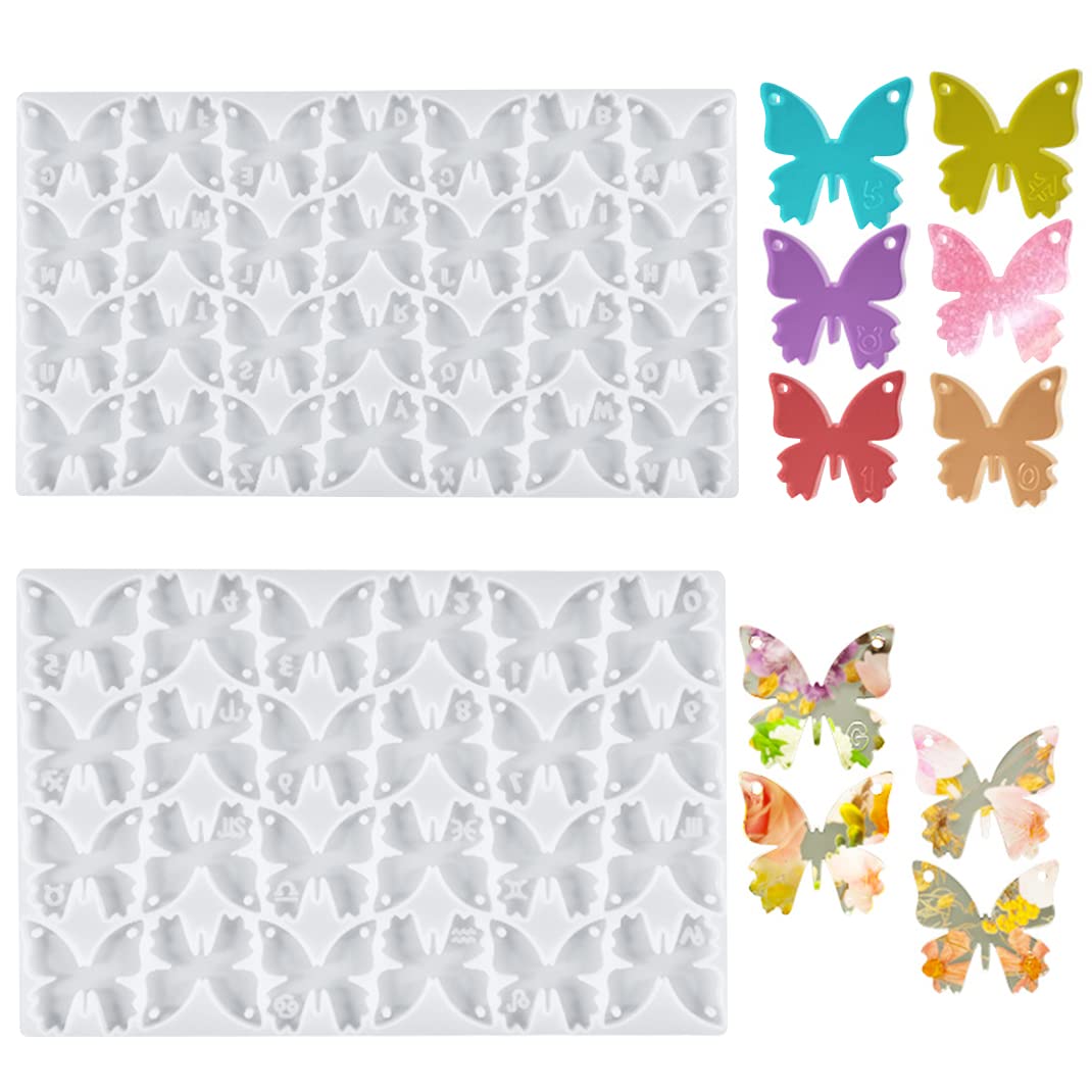 DIYBravo 2PCS Earring Resin Moulds Butterfly Shape Silicone Keychain Moulds Resin Art Moulds Bookmark Pendant Jewelry Making Moulds for Epoxy Casting Handcraft Gift (Butterfly molds)
