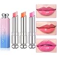 3 Pcs Color Changing Change Lipstick Lip Balm, Korean Magic Lipstick Color Change Changing Lip Tint Tinted Stain Gloss Balm Long Lasting Waterproof Moisturizer Jelly Crystal Lipstick Set for Women