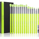 docolor Eyeshadow Brush Set 15Pcs, For Eye Shading, Blending &amp; Detail Work | Professional Synthetic Eye Makeup Brushes Set, Complete Eye Makeup Kit, Vegan &amp; Cruelty-Free, Fits All Eye Shapes, Neon Green