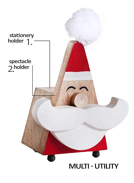 storeindya Holz Brillenhalter Weihnachtsmann Brillenständer Speactacle Holder und Stiftständer handgefertigte hölzerne Schrei