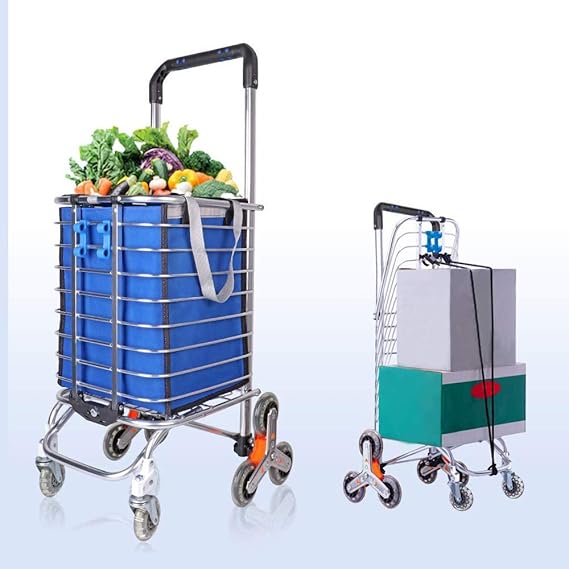 Grosser Einkaufswagen Auf Radern Zusammenklappbarer Einkaufswagen Aus Rostfreiem Aluminium Mit Abnehmbarer Wasserdichter Tasche Robuster Treppensteiger Mit 8 Drehbaren Rollen 48 X 60 X 98 Cm Amazon De Kuche Haushalt
