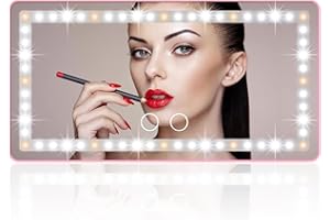 VANEXISS Car Sun Visor Vanity Mirror, Rechargeable Makeup Mirror with 3 Light Modes & 80 LEDs - Dimmable Clip-on Rear View Sun-Shading Cosmetic Mirrors with Touch on Screen, Universal for Truck SUV(Pink)