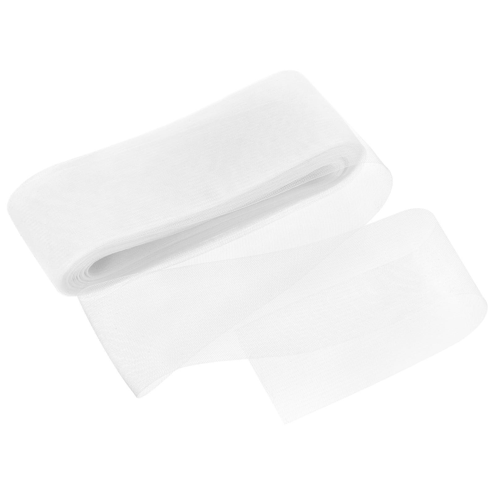 M METERXITY Stiff Horsehair Braid 4 Inch Wide 50 Yards Soft Polyester Horsehair Braid Roll for Wedding Dress/Dance Formal Dress Accessories/Skirt Boning Sewing Shaping [White]