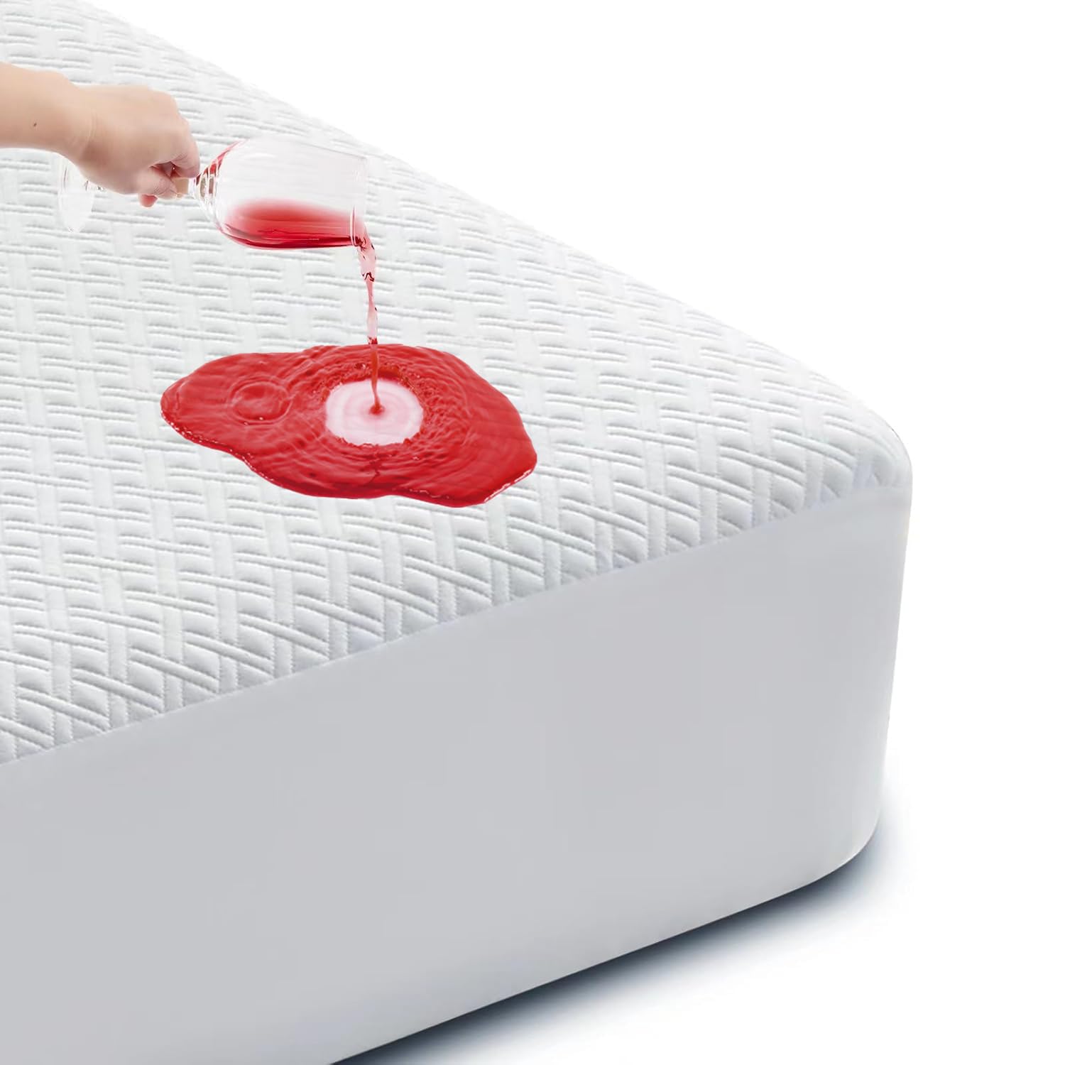 Photo 1 of Cozymaker Queen Size 100% Waterproof Mattress Protector, Cooling Mattress Cover Fitted 8-21" Deep Pocket, 3D Air Fabric Soft Breathable Bed Mattress Pad Cover Noiseless Washable