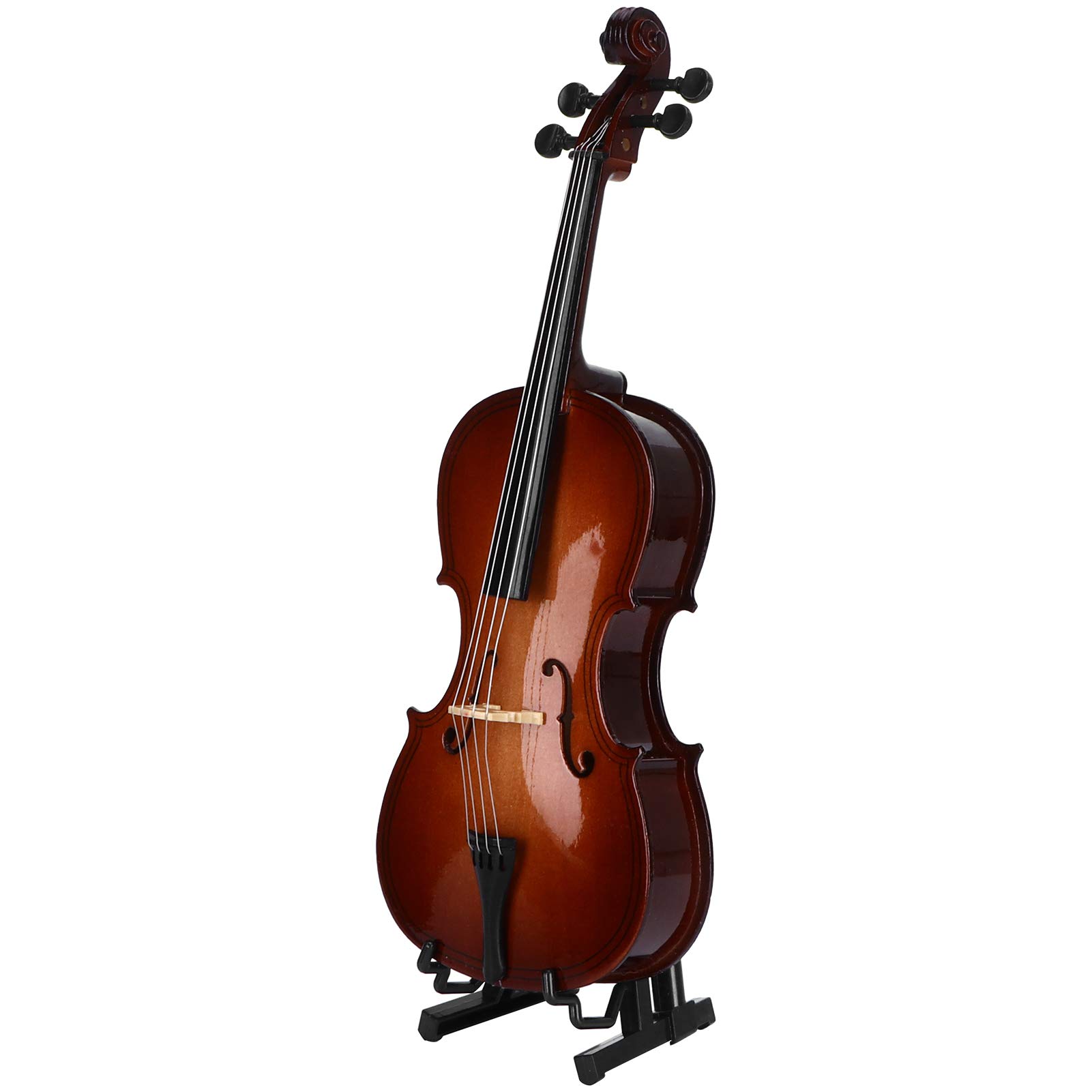 Miniature Cello Musical Instrument Model,Mini Basswood Musical Instrument Miniature Dollhouse Model with Stand,Bow and Case,Exquisite Workmanship and Lifelike Look
