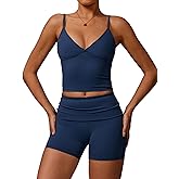 QBGJTD Two Piece Workout Sets For Women Tank Top Matching High Waist Tummy Control Shorts Gym Yoga Active Wear Outfits
