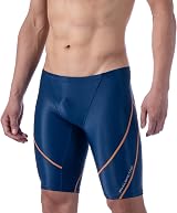 MY KILOMETRE Jammer Swimsuit Mens Solid Long Racing Training Dark Blue