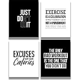 Govivo Motivational Wall Art, Gym Wall Decor, Set of 4 8x10 unframed prints Inspirational Quotes Home Decor for Gym Man Cave Weight Room Office Exercise Fitness Workout