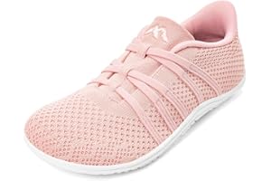 Sosenfer Women's Wide Toe Box Minimalist Barefoot Shoes Hands Free Slip On Sneakers Knit Zero Drop Sole Walking Shoes