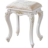 Lebolna Vintage Vanity Stool & Chair, Round & Rectangular Makeup Stool, Cute Ottoman Bench Seat, Victorian Style, Golden Velv