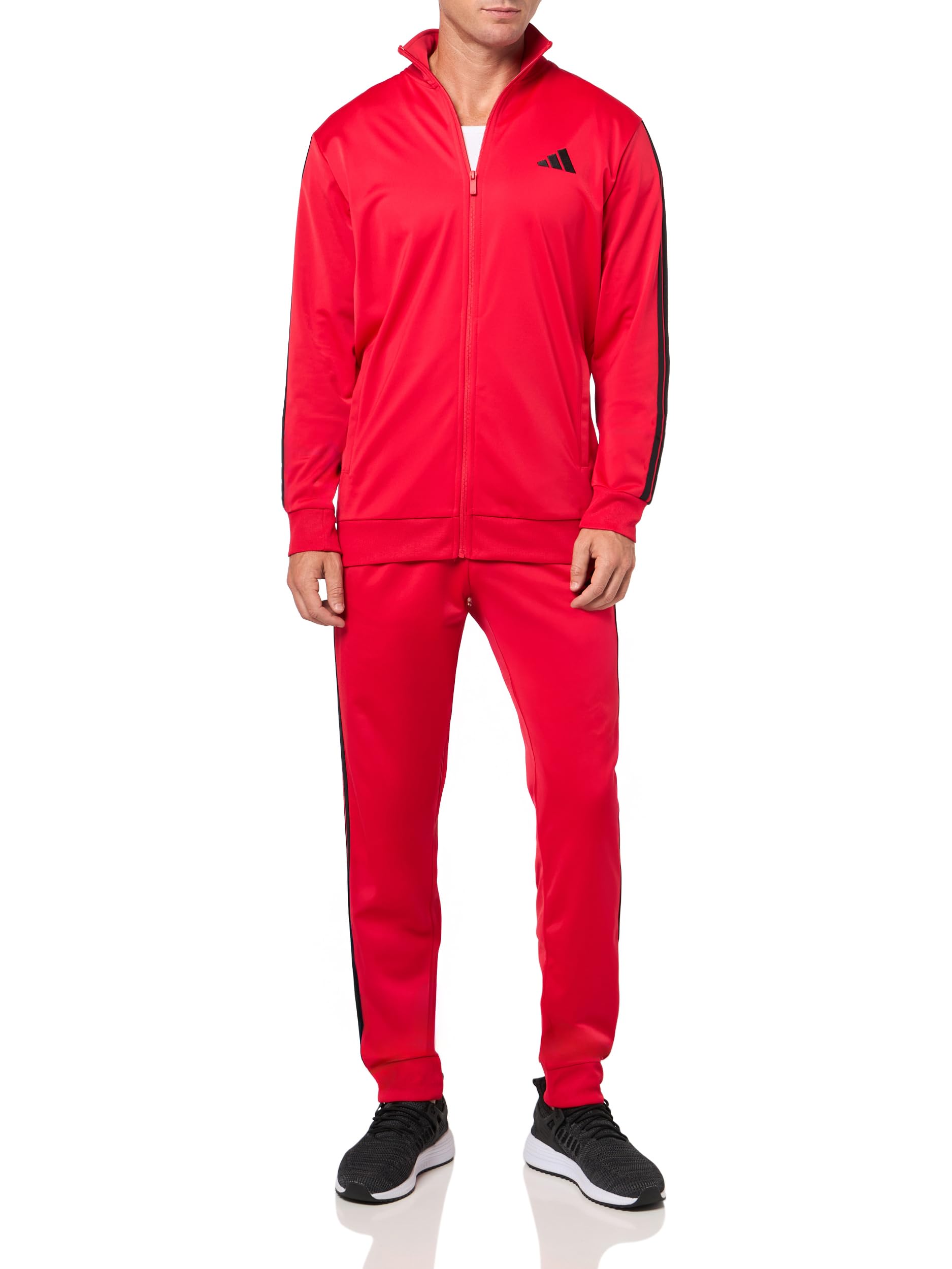 Photo 1 of ** SIMILAR RED/ BLACK **adidas Mens Basic 3-Stripes Tricot Sportswear Tracksuit, Pure Ruby, Medium