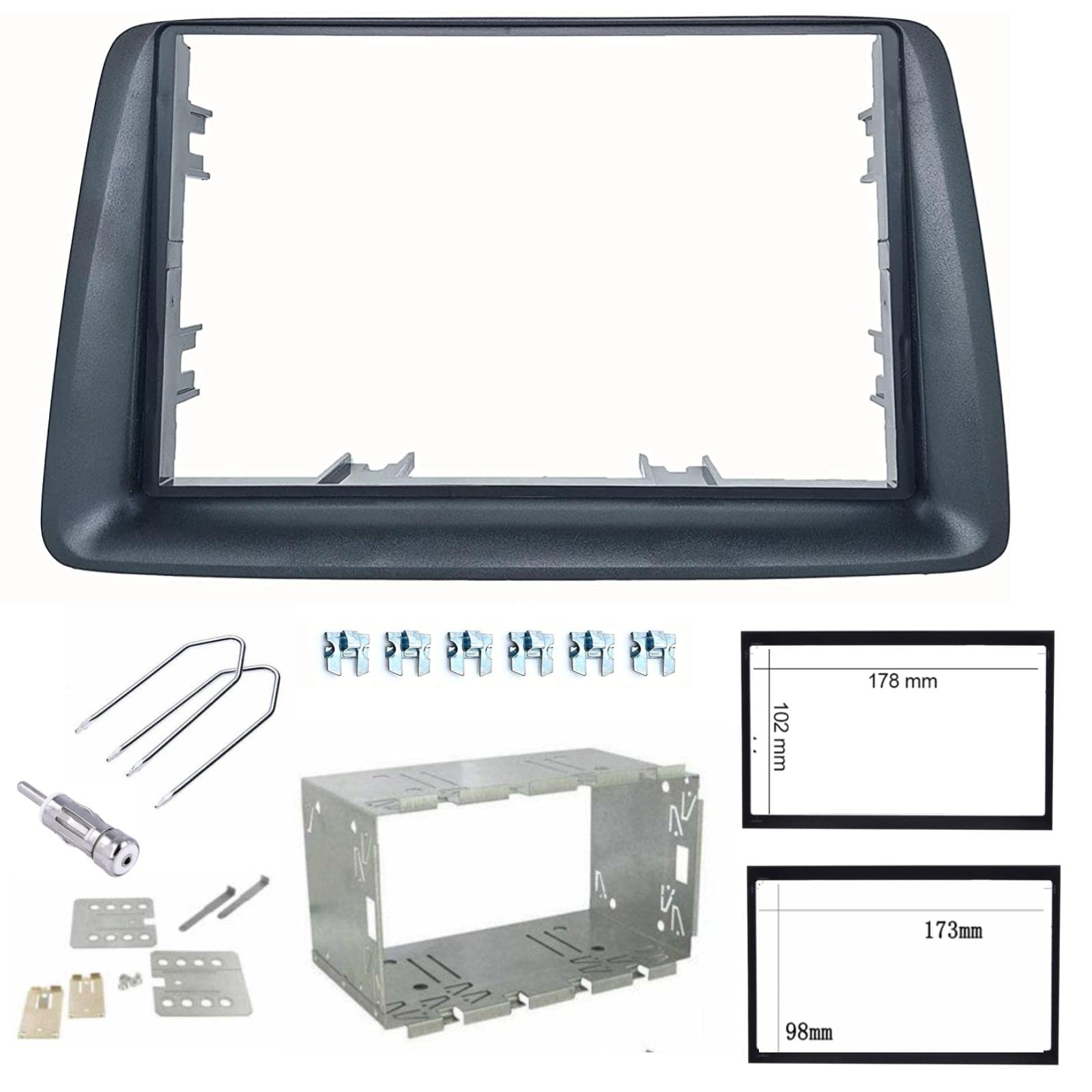 Sound-way - Double DIN Car Radio Frame Installation Kit, 2 DIN Front Panel Frame Stereo compatible with Fiat Panda (169) 2003-2012
