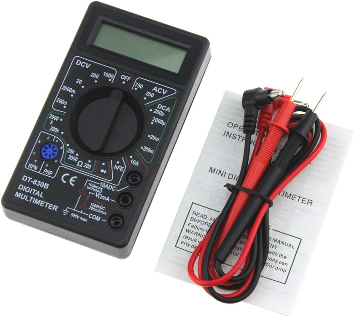 DT-830B Mini Pocket Digital Multimeter 1999 Counts AC/DC Volt Amp Ohm Diode hFE Tester Ammeter Voltmeter Ohmmeter