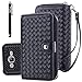 TabPow Galaxy J7 Case,Weave Zipper Cash Slot, Card Slots, Button, Leather Wallet Case Cover With Detachable Case For Samsung Galaxy J7 J700 (2015)- Weave Black