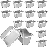 TAICHEUT 15 Pack 1/9 Size Hotel Pans, 4 Inch Deep Stainless Steel Steam Table Pan, Metal Food Storage Pan for Hotel, Home, Party, Restaurant, Buffet, 6.9'' x 4.3'', Silver