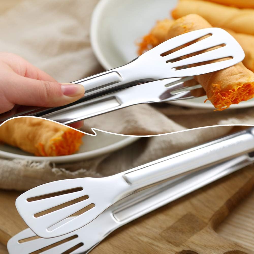 Xuonaozu 4Pcs 9-Inch Cooking Tongs, Stainless Steel Serving Tongs for Barbecue Cooking, Salad, Grilling, Serving and Frying - Image 5