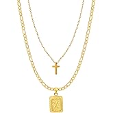 VceTd Dainty Cross and Initial Letter A-Z Necklace Gift Set for Women - Elegant 18K Gold Plated Layering Necklaces, Hypoallergenic - Ready for Gift Giving with Adjustable Chains