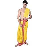 Dhoti and Veshti Set with Temple Border - Viscose