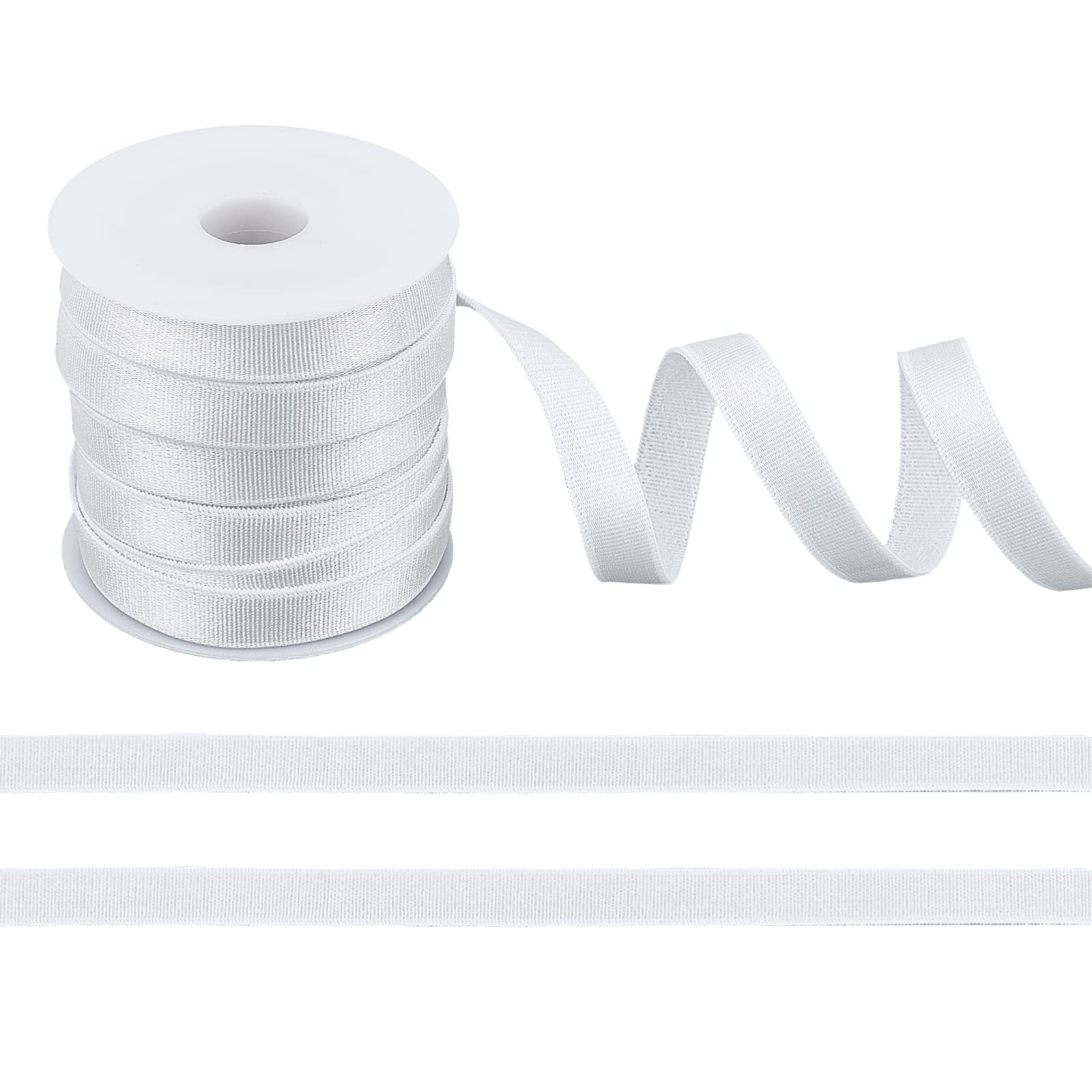 NBEADS 10.94 Yards(10m) Bra Strap Elastic, 10mm Flat Elastic Bra Strap Polyester Elastic Band Stretchable Adjustable Cord Ribbon for DIY Shoulder Bra Clothes Waistband Sewing Project, White
