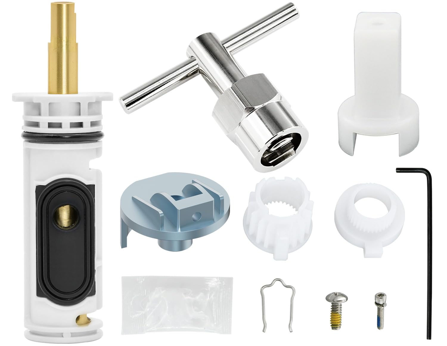 Photo 1 of 1222/1222B Cartridge Pressure Balancing with 104421 Removal Tool & 116653 Handle Metal Adapter Replacement,Compatible with Moen Posi Temp Single Handle Tub/Shower Faucets Plumbing Repair Kit,Brass