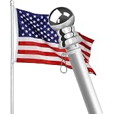 HOOPLE 6FT Aluminum Tangle Free Spinning Flag Pole for Outside House &ndash; Heavy Duty Flagpole with Rotating Rings, Wall Mount House Flag Pole for 2x3 &amp; 3x5 Flags, Residential Commercial Outdoor FlagPole
