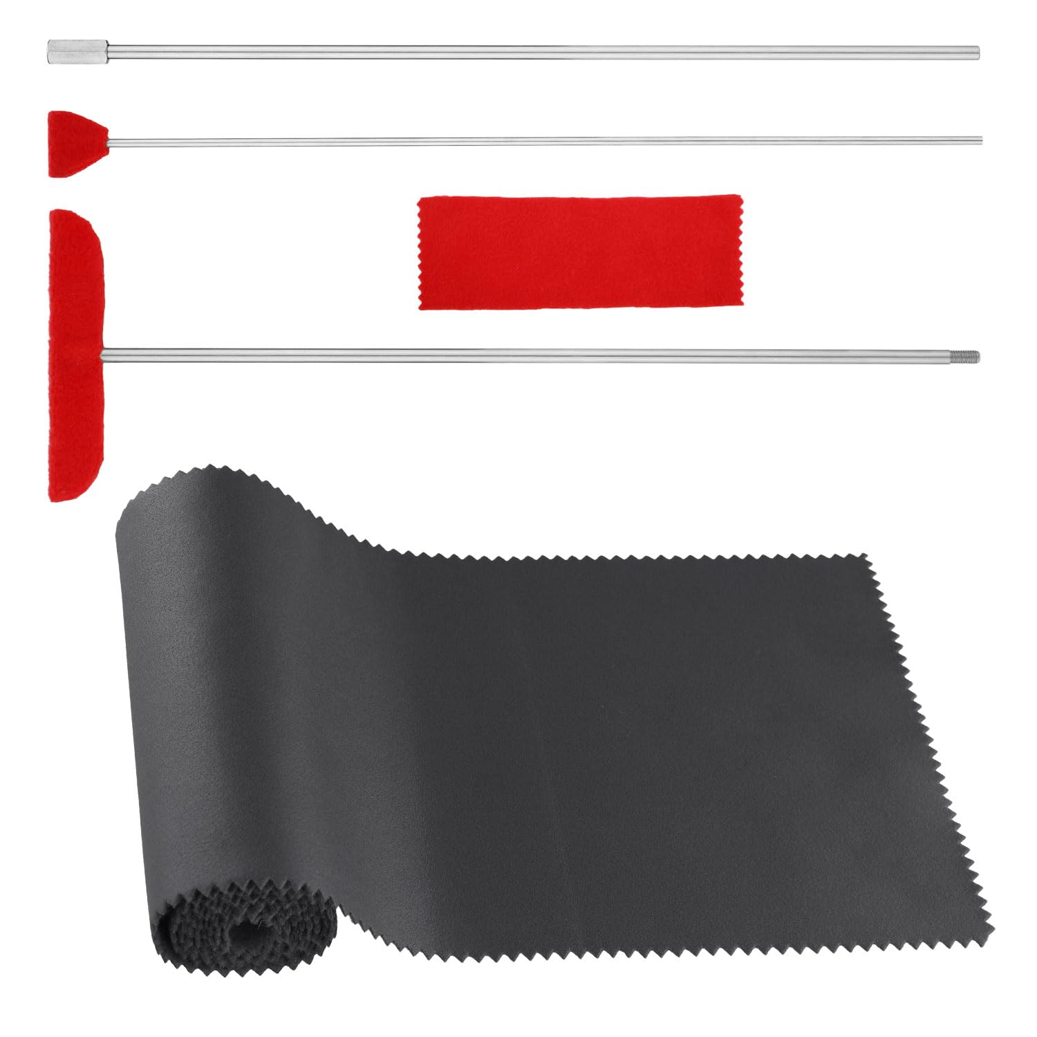 5pcs Grand Piano Soundboard Cleaning Tools, Includes Big & Small Brush Head Cleaning Tool Extension Rod Soft Fiber Polish Cloth, Piano Cleaner Kit (Black, Soundboard Dust Cover)