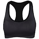 WOZHIFU Women's Racerback Sports Bra,High Impact Support Wirefree Workout Gym Yoga Activewear Bra, Black, L