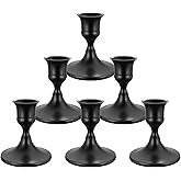zeochyni 6PCS Black Taper Candle Holders, Vintage Metal Candlestick Holders for Dinner Room Table Centerpiece or Mantel Wedding Party Decor