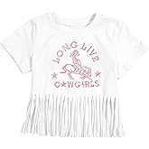 Yawtaut Girls Western Shirt Cowgirls Embroidered Country T Shirt Long Live Shirts Horseback Rider Tassel Fringe Tee Tops