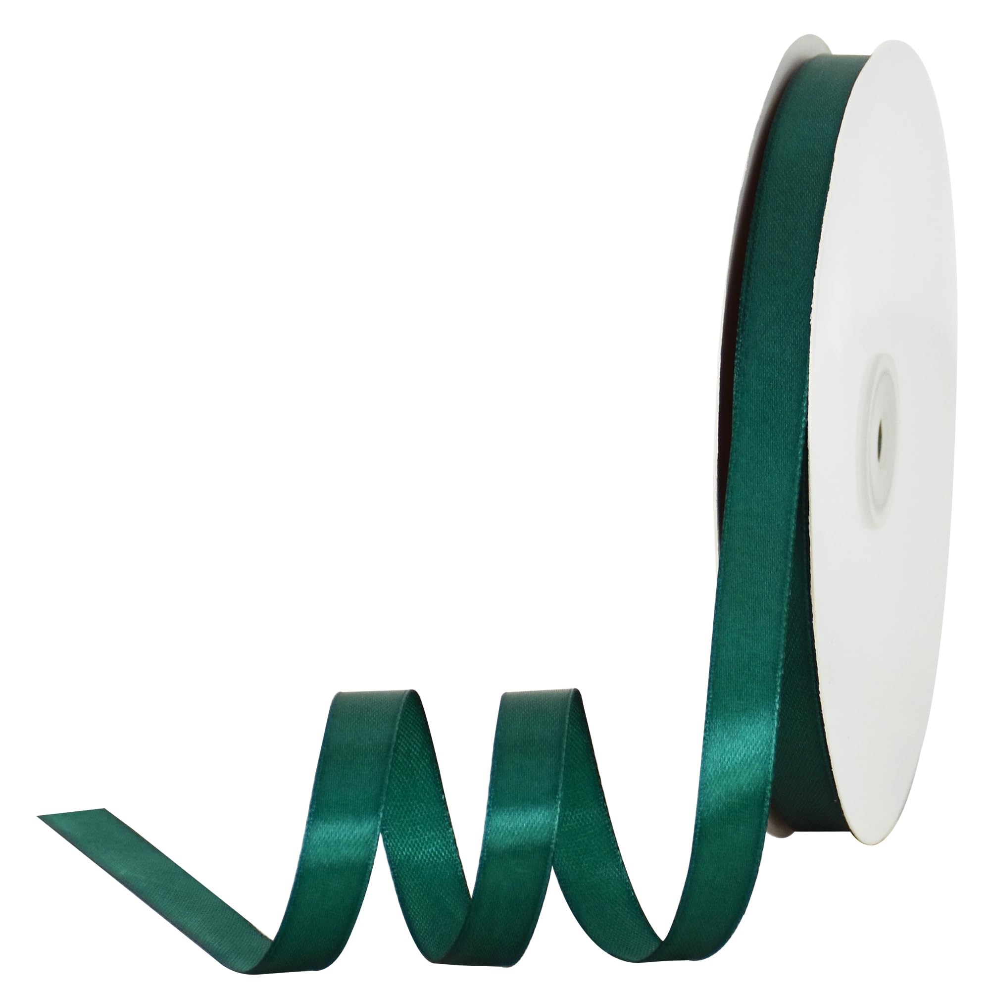 TONIFUL 1/2 Inch x 100yds Christmas Green Satin Ribbon Thin Solid Fabric Ribbons for Invitation Gift Wrapping, Bows Craft Making, Floral Bouquets, Valentine's Day Wedding Party Decoration — image 1