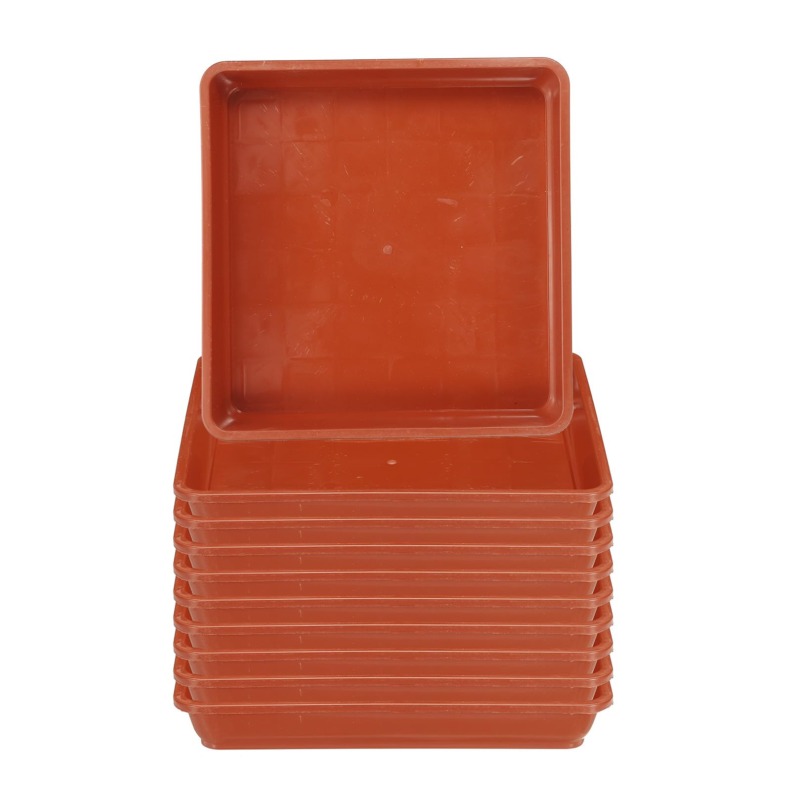 PATIKIL Plant Saucer Tray, 15 Pack 7 Inch Plastic Square Plant Saucer Flower Planter Drip Tray for Indoors Outdoors Patio Balcony, Terracotta