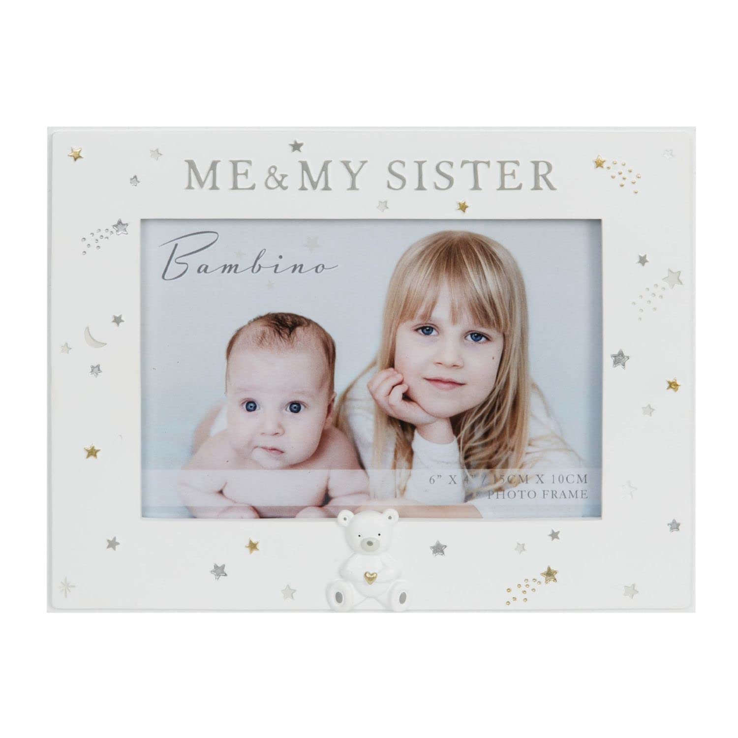 Bambino Me and Sister Photo Frame With Raised Teddy Icon Resin Mould