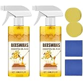 iYanoc 2PCS Beeswax Wood Polish Spray, 2026 New Essential Oil Beeswax Cleaner with Sponge and Towel, Natural Essential Oil Wax Cleaner for living rooms,kitchens,wood furniture floors
