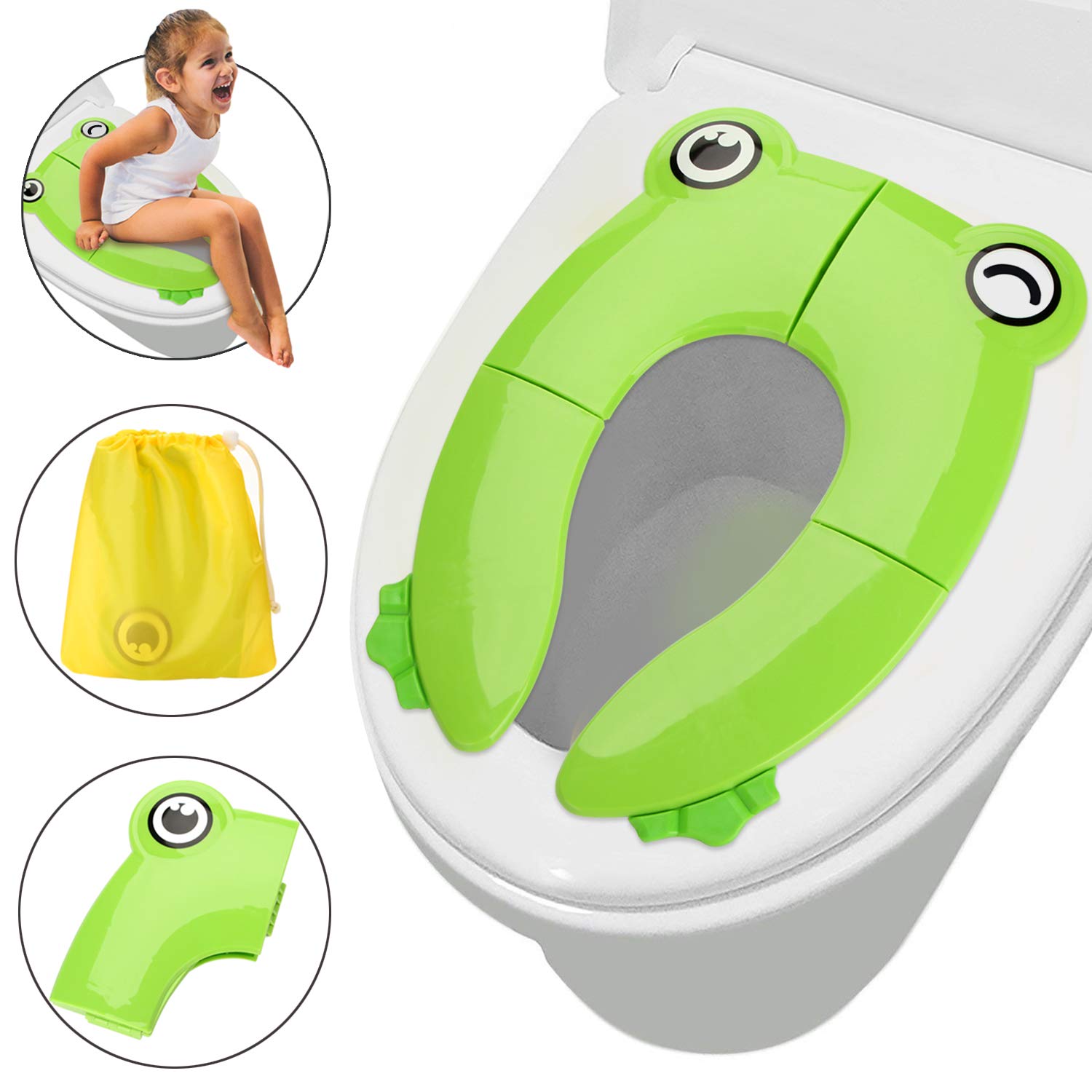 Blue Upgrade Portable Potty Seat for Toddlers with Skin Friendly Abs & Nonslip Silicone Pads