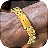 Richsteel Bracelets for Men 6mm/10mm/12mm Width Stainless Steel With Sturdy Clasp Franco Curb Chain Mens Bracelet 7.4/8.2/9 Inches Length