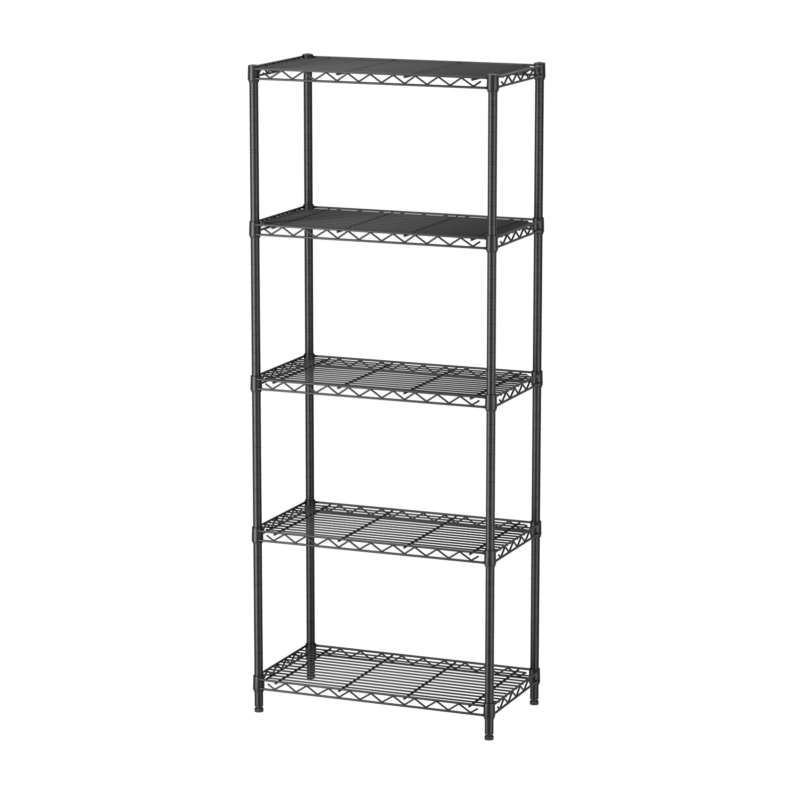Golpart 5 Tier Adjustable Storage Shelves Heavy Duty Metal Utility Shelf 500LBS Capacity Wire Shelving Unit Organizer Rack for Home Kitchen Office Bathroom Pantry Room 12" D x 22" W x 59" H Black