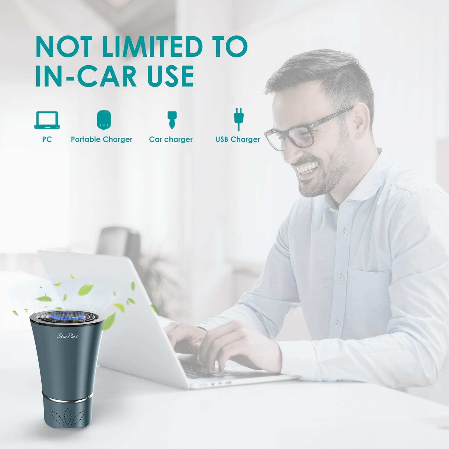 SimPure HC3 360° Car Air Purifier 4-Stage Filtration Air Cleaner, Captures PM2.5 Eliminate Allergens, Odor, Smoke, Pollen Mold USB Port Power with A Car Charger: Kitchen & Dining