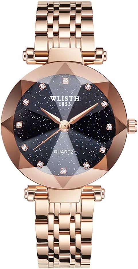 WLISTH Fashion Analogue Quartz Ladies Watches Magnetic Mesh Band Starry Sky Dial Simulated Diamond Wrist Watches