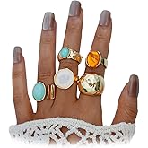 GIGB PBDK 5Pcs Chunky Gold Crystal Knuckle Rings Set for Women,Vintage Aesthetic Geometric Stackable Joint Ring,Personalized Birthday Jewelry Accessories Gifts