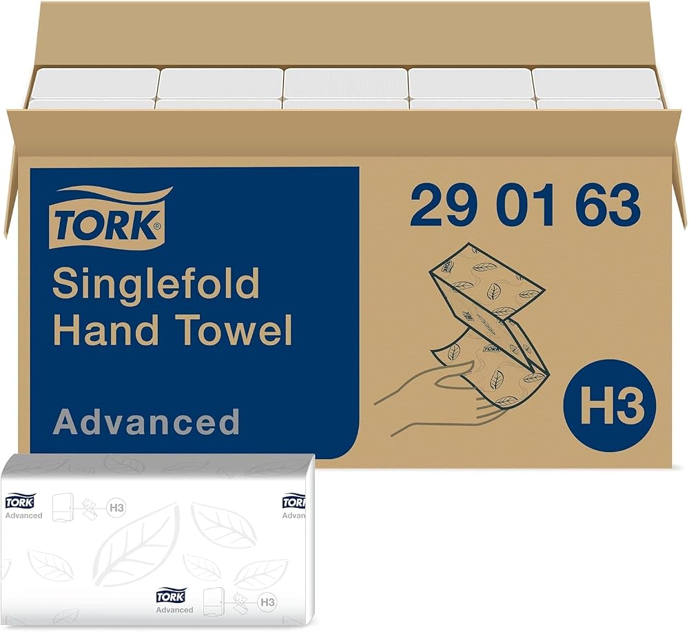 Tork Singlefold Hand Towels White 2-Ply H3 System 15 Packs 250 Sheets