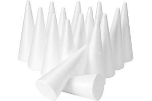 YURN Craft 16 Pack Foam Cones for Crafts, Foam Trees Cones, 2.91×7.87 in Cones Shaped Foam for Christmas Decorations, Gnomes, and DIY Art Projects.
