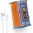 SlaBao Transparent Portable Battery Pack 20000mAh - 22.5W USB C (in&Out) Power Bank with LED Display, Upgrade 5V 3.1A Fast Charging Portable Charger Compatible with iPhone - Orange