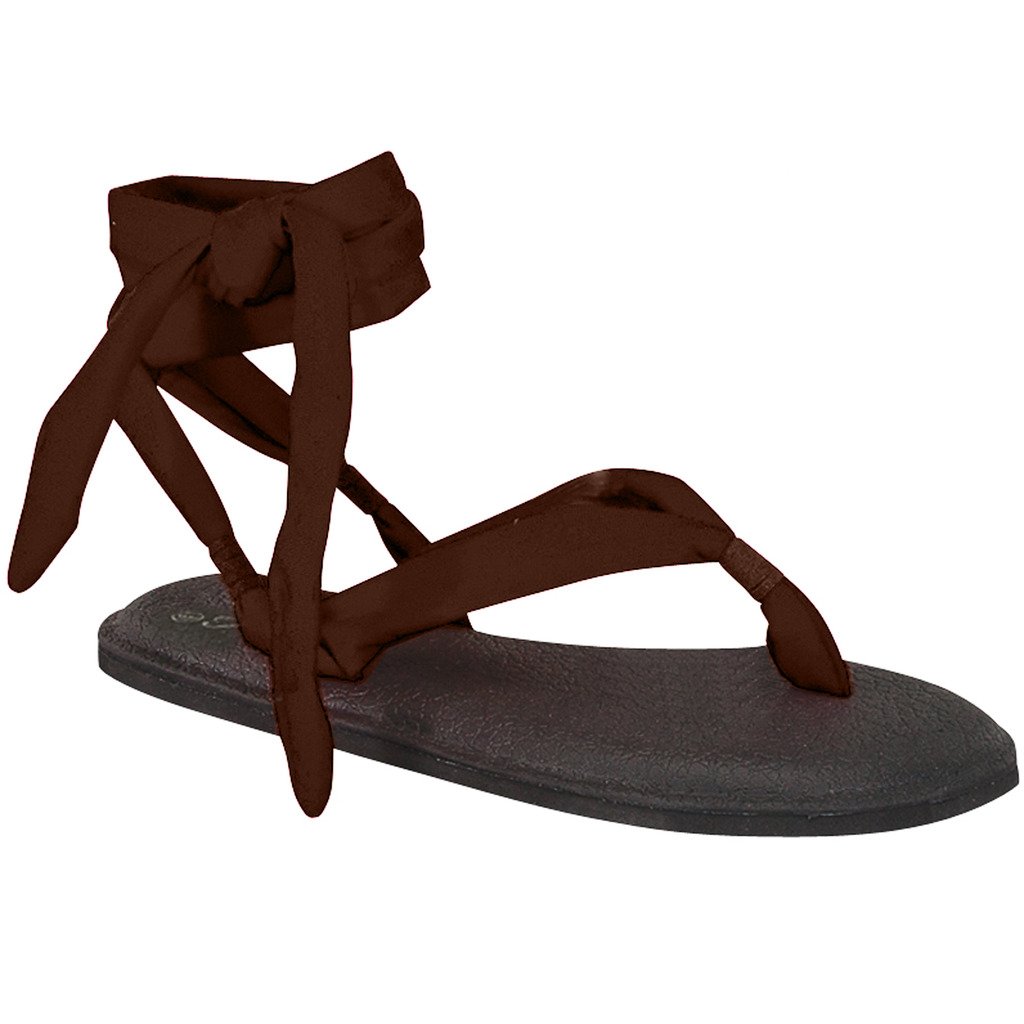 Women's Yoga Flip Flop Sling Gladiator Slingback Flat Thong Sandal (Brown-A) Brown-A 7.5 B(M) US