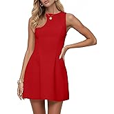 Wenrine Summer Dresses for Women 2026 Elegant Classy Sleeveless Boat Neck A Line Cocktail Party Club Mini Dress