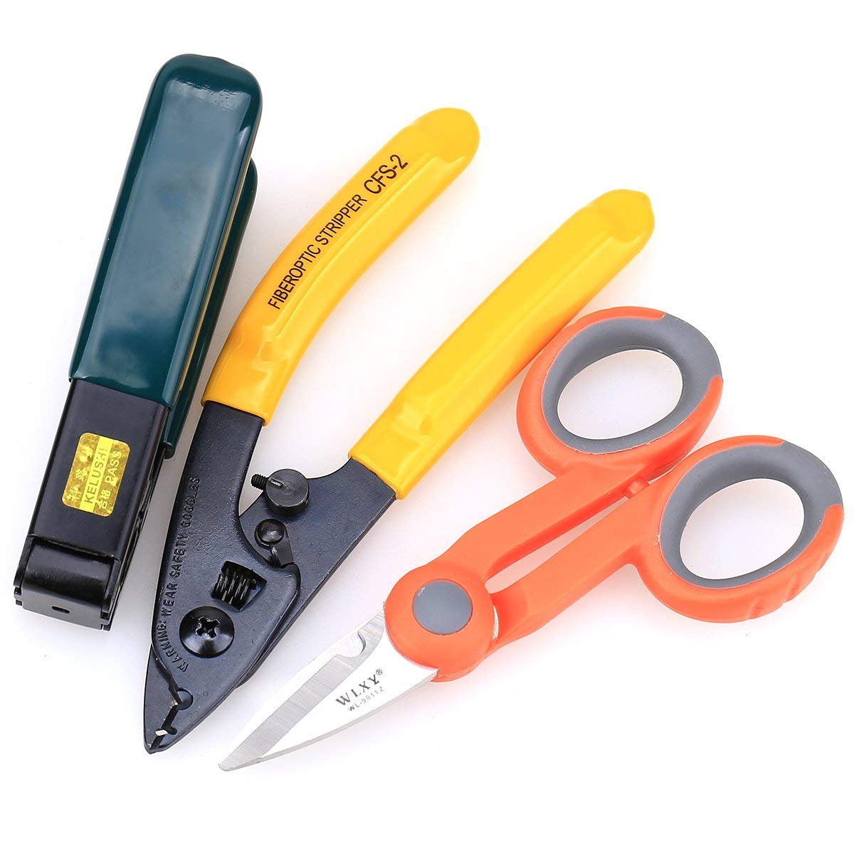 Optic Fiber Cable Cutter Stripper Scissors for Fiber Optic Kevlar Shears with Double Hole Pliers